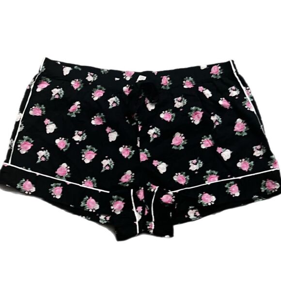 Victoria’s Secret Soft Allover Floral Pajama Drawstring Shorts Black XLarge - Picture 1 of 2